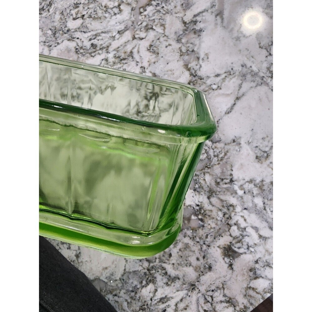 Uranium Glass 8.5” Casserole Bread Loaf Dish Rectangular, Refrigerator Read - Picture 6 of 7